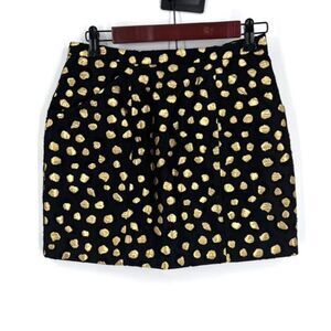 WHIT Women's Polka Dot Gold Foil Print Pocket Lined Mini Skirt Black Gold Size 2